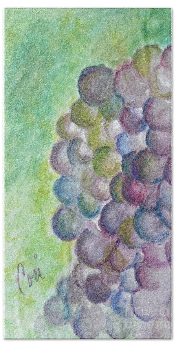 Grapes Bath Towel featuring the painting A Grape Day by Cori Solomon