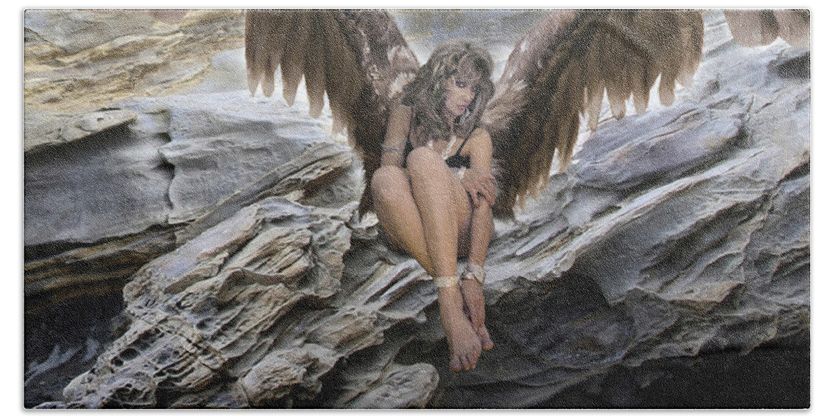 Angel Bath Towel featuring the photograph A Guardian Angel by Acropolis De Versailles