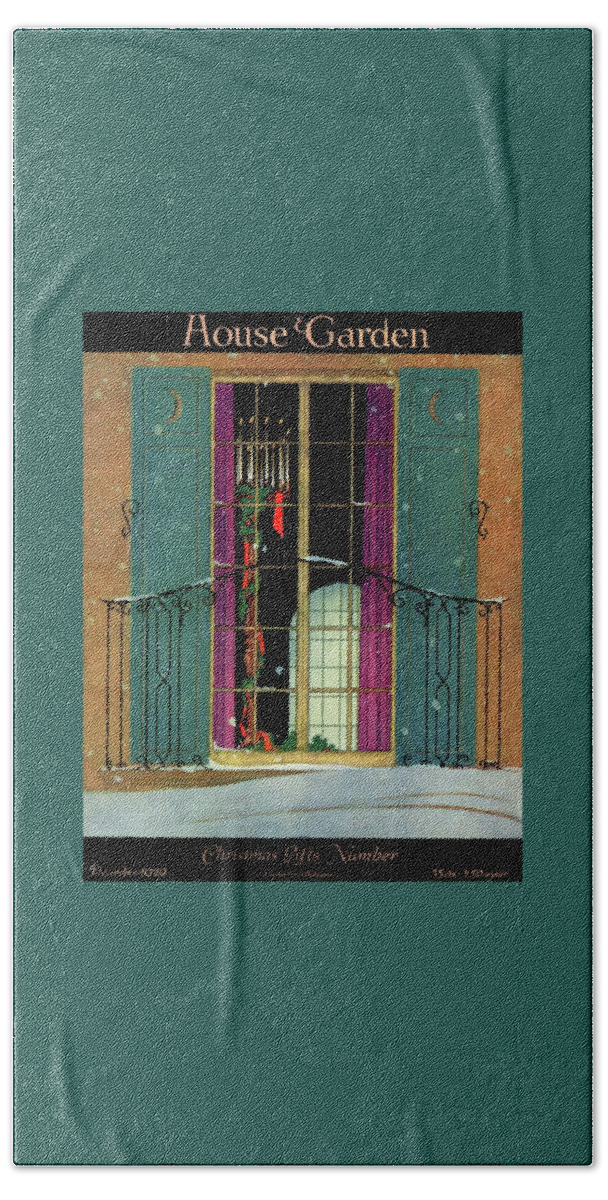 A House And Garden Cover Of A Christmas Hand Towel