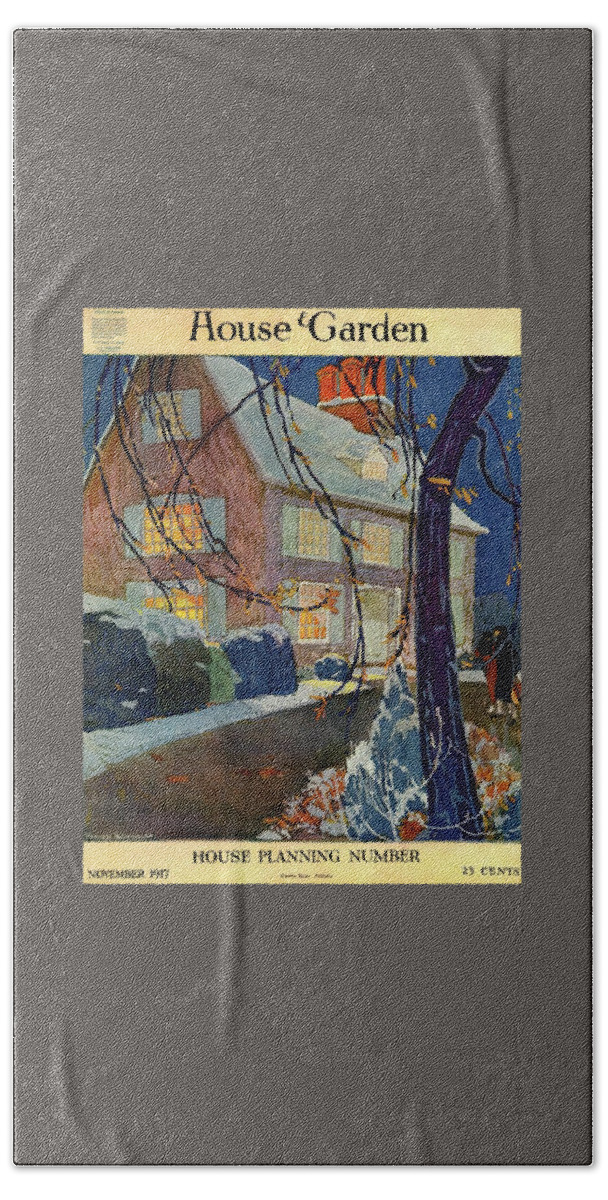 A House And Garden Cover Of A House In Winter Hand Towel
