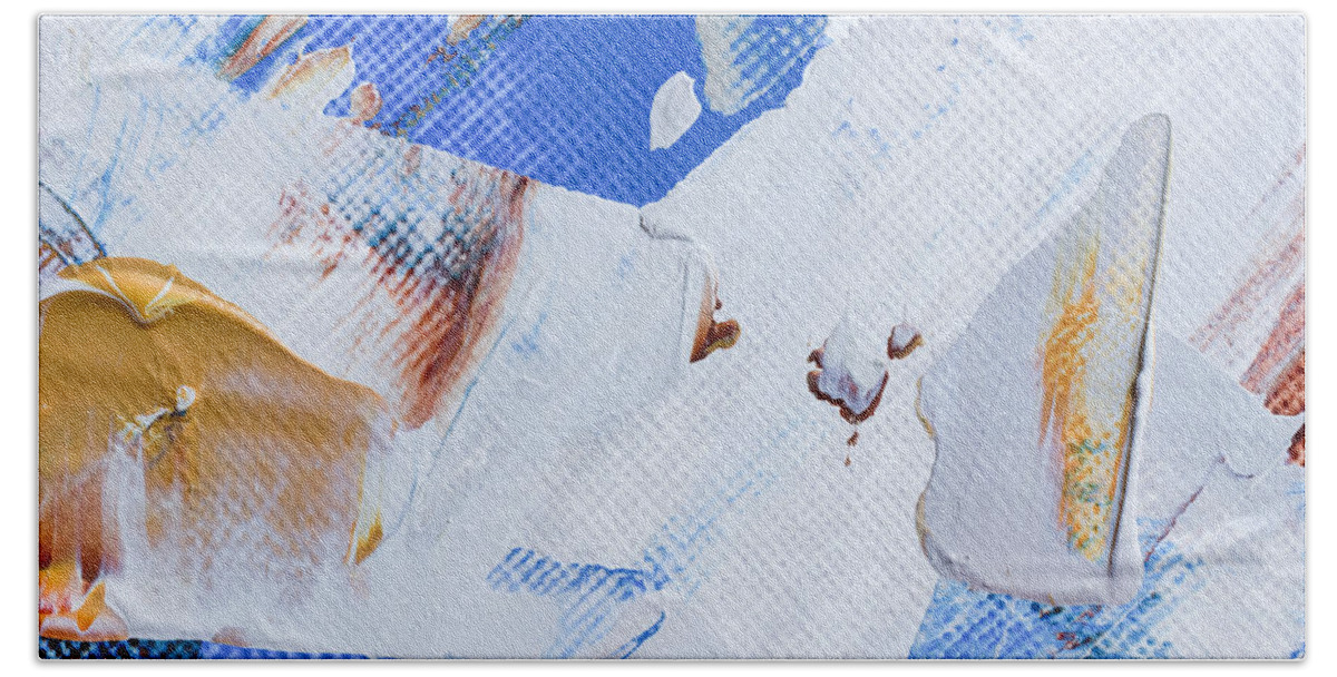 Background Hand Towel featuring the painting A Little Blue by Heidi Smith