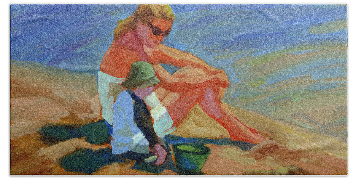 Lake Arrowhead Bath Towel featuring the painting A Mother's Love by Diane McClary