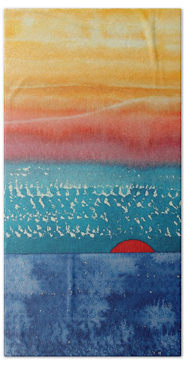 Dawn Bath Towel featuring the painting A New Day Dawns original painting by Sol Luckman