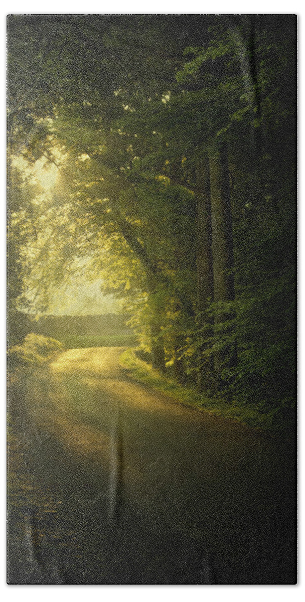 Road Hand Towel featuring the photograph A Path To The Light by Evelina Kremsdorf