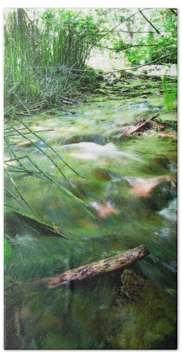 Flowing River Hand Towel featuring the photograph A River Runs Through by Lisa Chorny