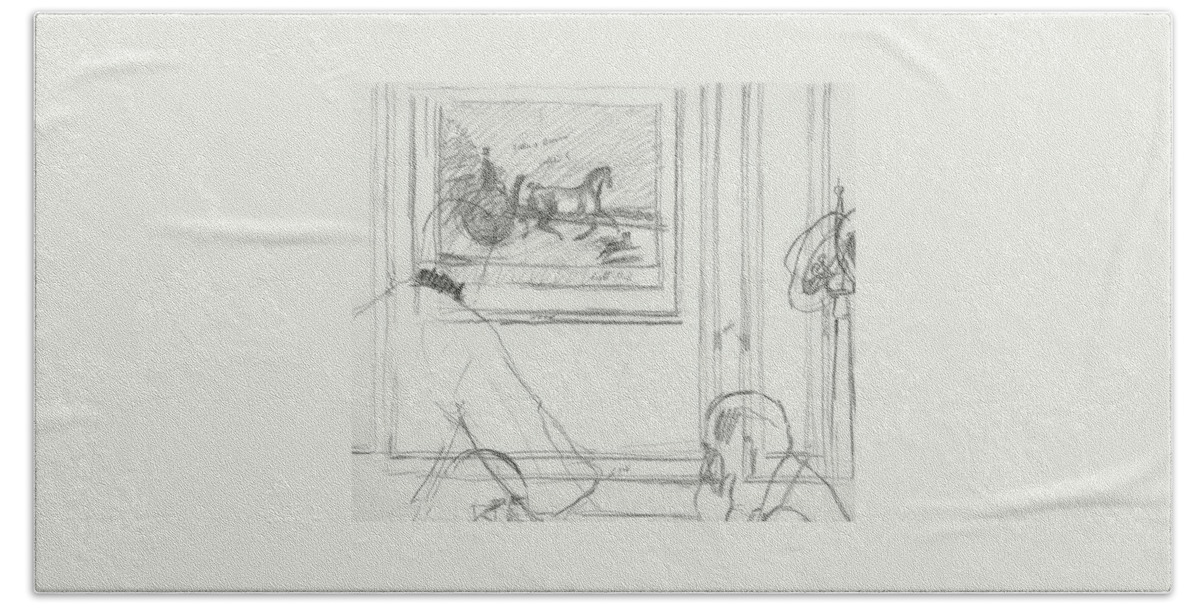 A Sketch Of A Horse Painting At A Bar Bath Towel