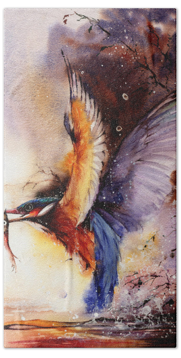Bird Hand Towel featuring the painting A Splash Of Colour by Peter Williams