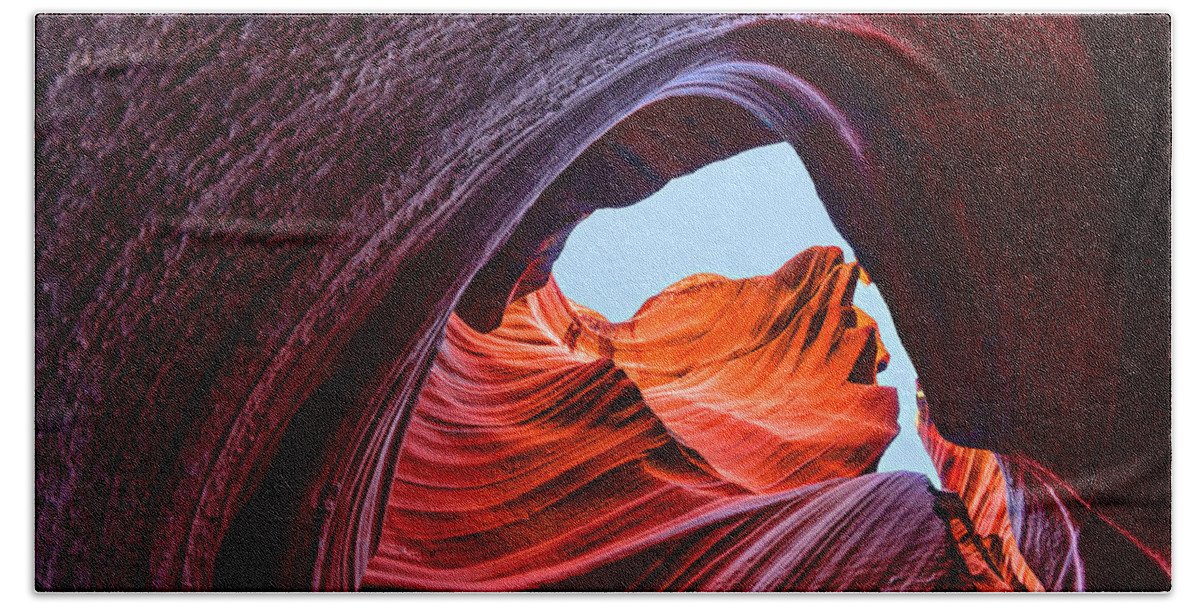 Antelope Canyon Bath Towel featuring the photograph A Wave of Sandstone by Jason Chu
