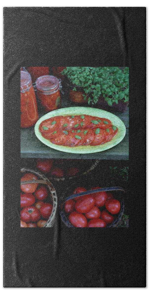 A Wine & Food Cover Of Tomatoes Bath Towel