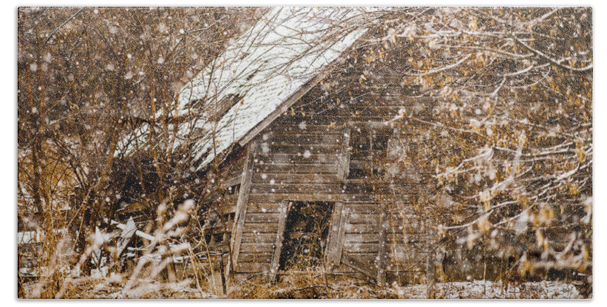 Barns Hand Towel featuring the photograph A Winter Shed by Ed Peterson
