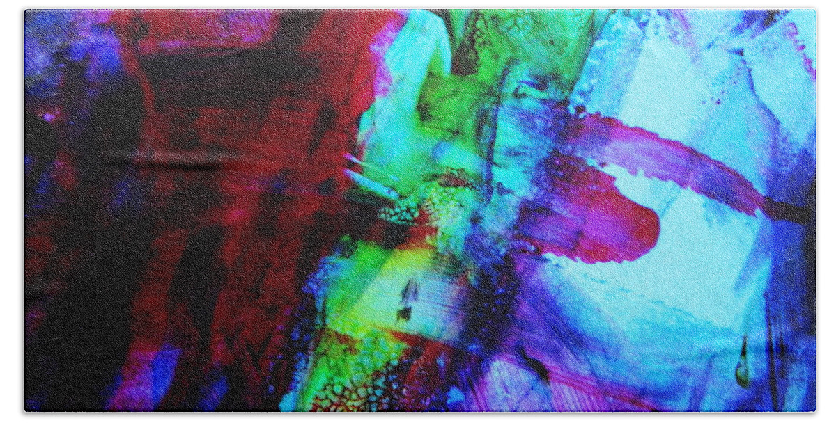 Red Hand Towel featuring the photograph Abstract Bold colors by Andrea Anderegg