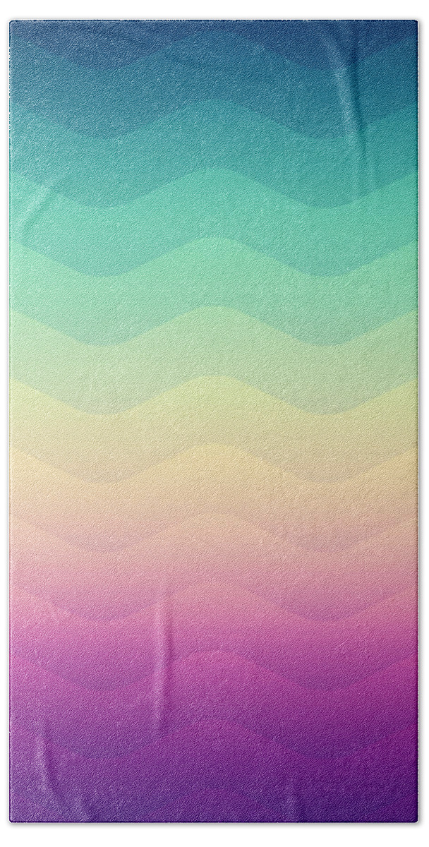 Abstract Bath Sheet featuring the digital art Abstract Geometric Candy Rainbow Waves Pattern Multi Color by Philipp Rietz
