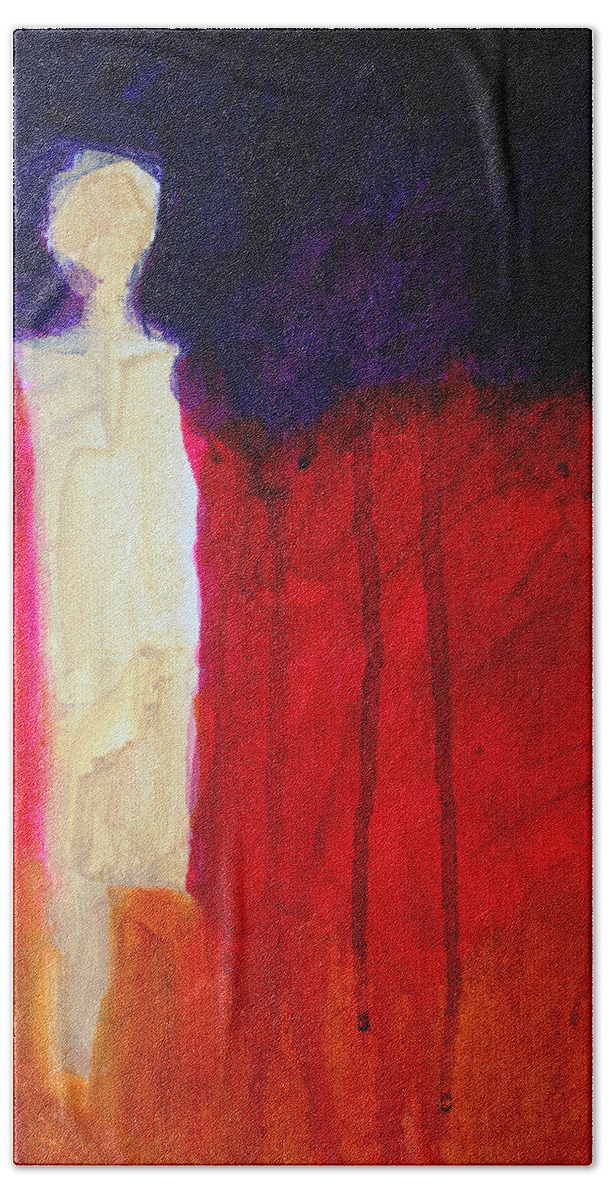Abstract Bath Towel featuring the painting Abstract Ghost Figure No. 1 by Nancy Merkle