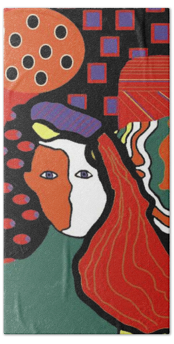 Abstract Lady Bath Towel featuring the painting Abstract Lady by Vickie G Buccini