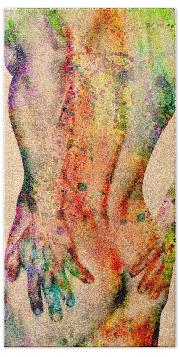 Male Nude Hand Towel featuring the digital art Abstract Body - 4 by Mark Ashkenazi