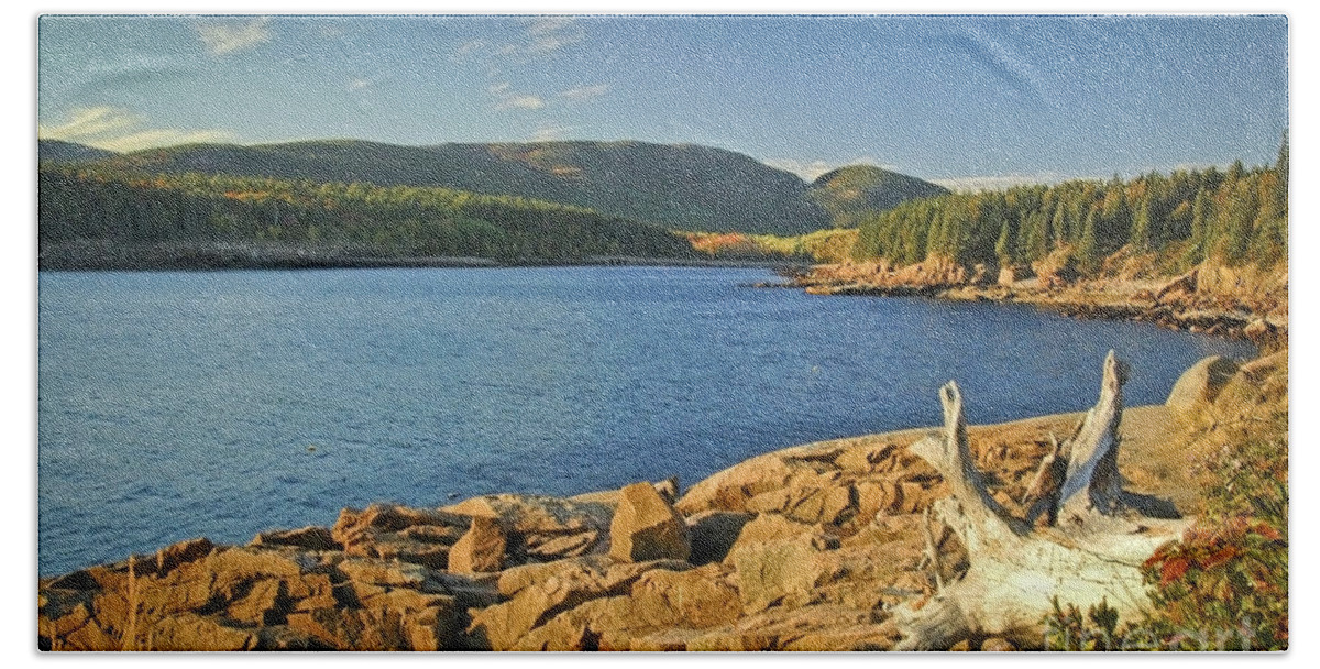 Acadia National Park Hand Towel featuring the photograph Acadia Otter Cove by Alana Ranney
