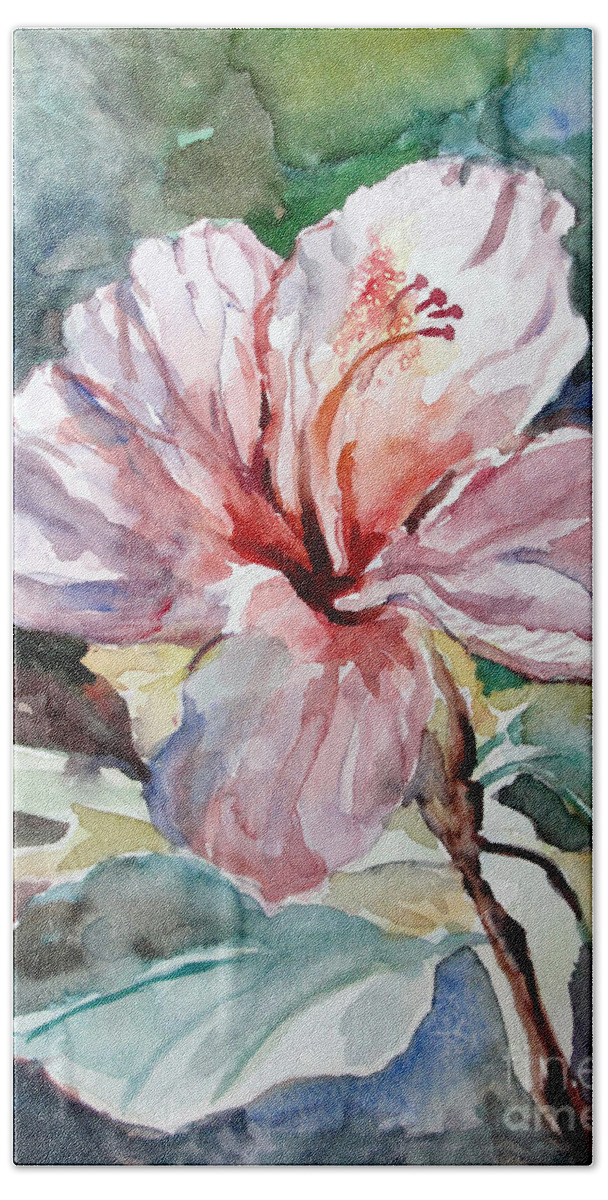 Flowers Bath Towel featuring the painting Accented Hibiscus by Mafalda Cento