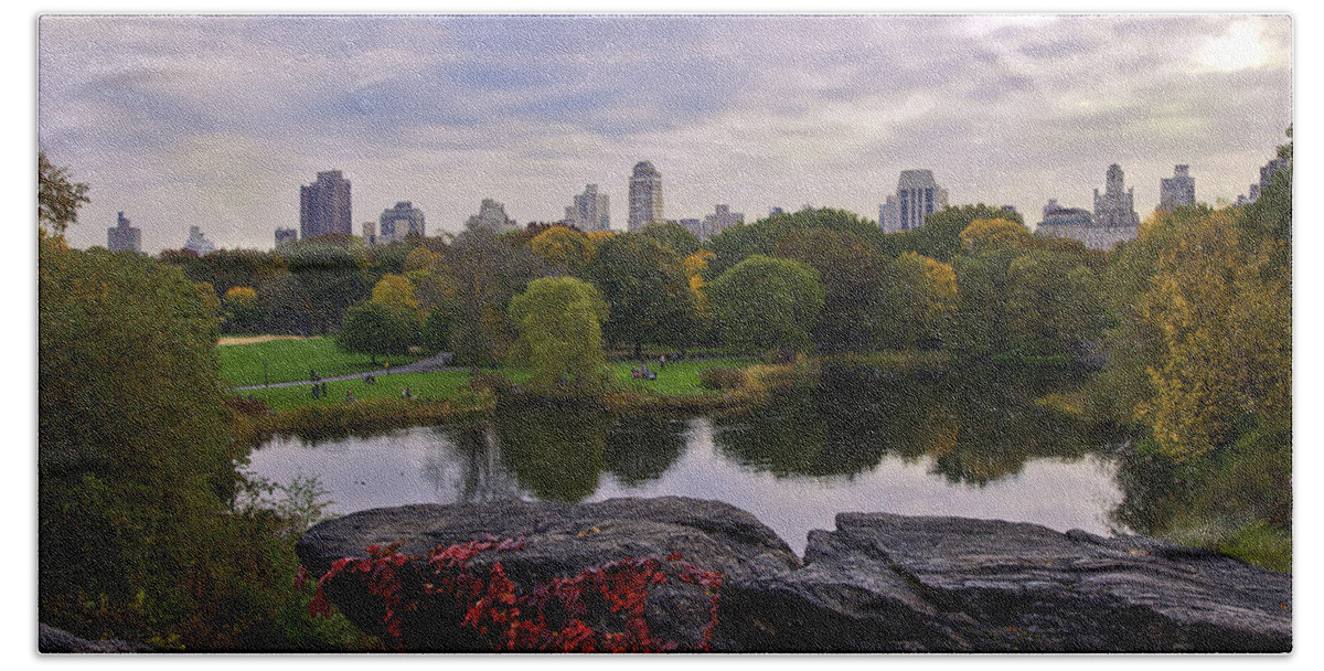 Central Park Hand Towel featuring the photograph Across the Pond 2 - Central Park, NYC by Madeline Ellis