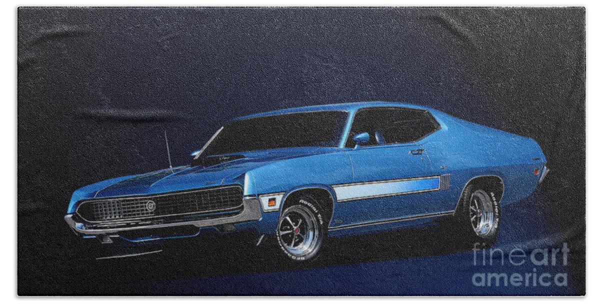 Ford Bath Towel featuring the photograph Action Photo Original Prints Vintage Muscle Cars 1970 Ford Torino by Action