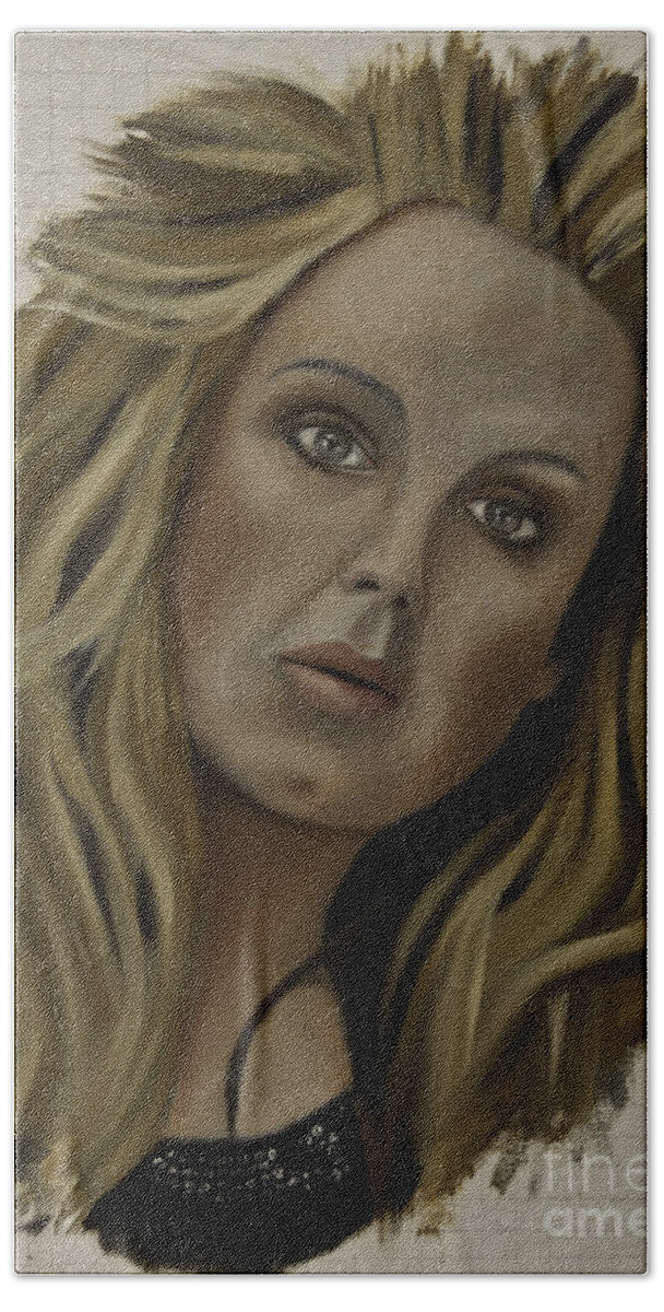 Adele Bath Towel featuring the painting Adele by James Lavott