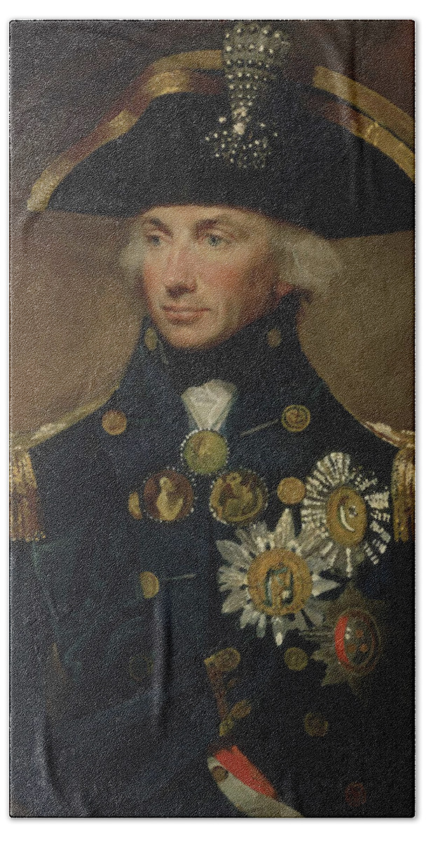 Horatio Nelson Bath Sheet featuring the painting Admiral Horatio Nelson by War Is Hell Store