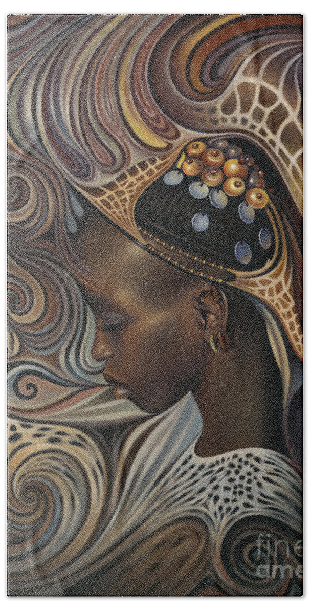 African Hand Towel featuring the painting African Spirits II by Ricardo Chavez-Mendez