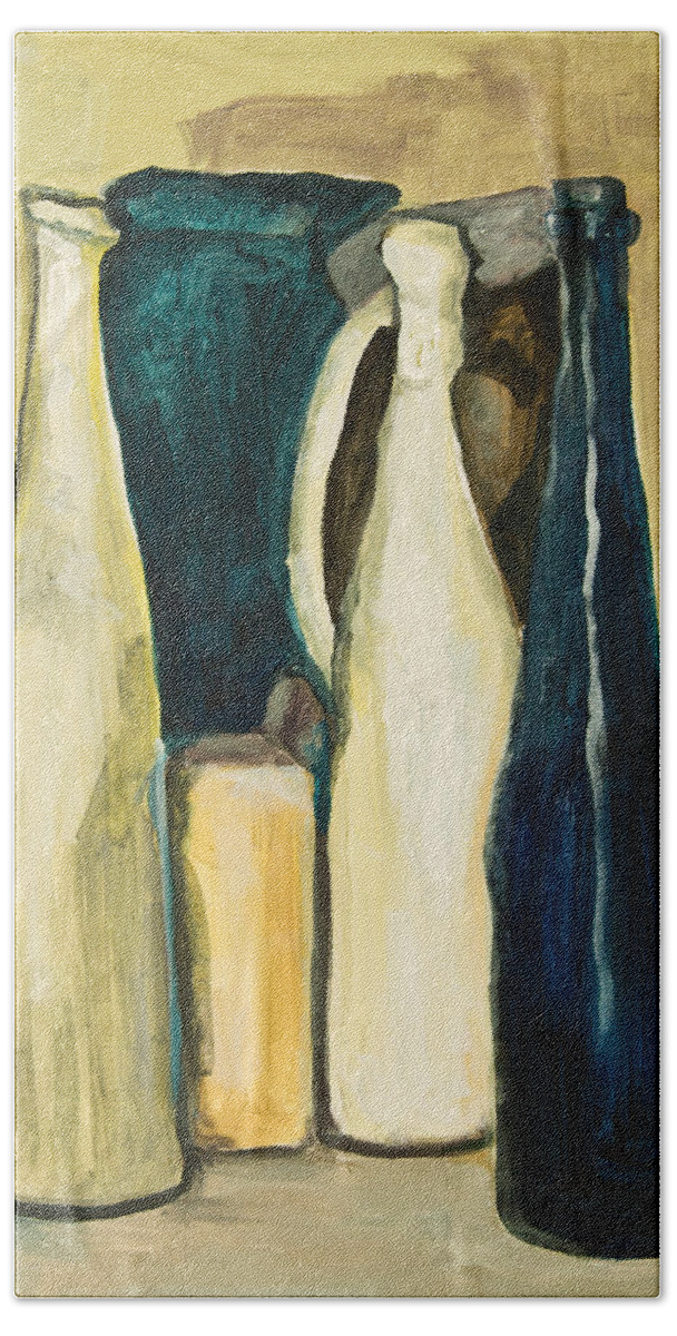 Still Life Bath Towel featuring the painting After G. Morandi 1 by Maxim Komissarchik