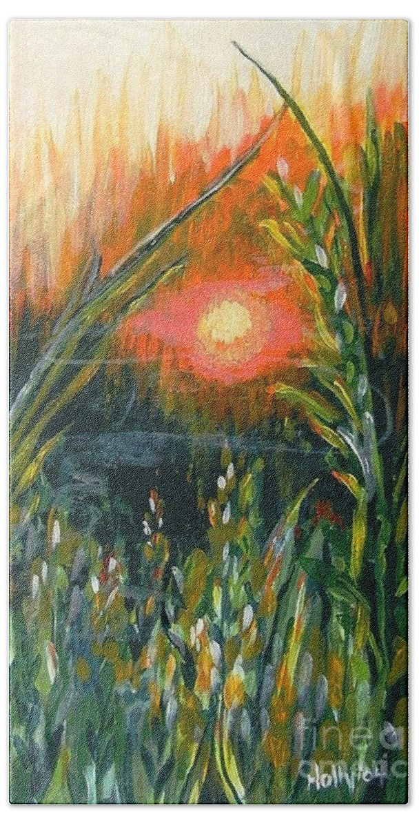 Fire Bath Towel featuring the painting After the Fire by Holly Carmichael