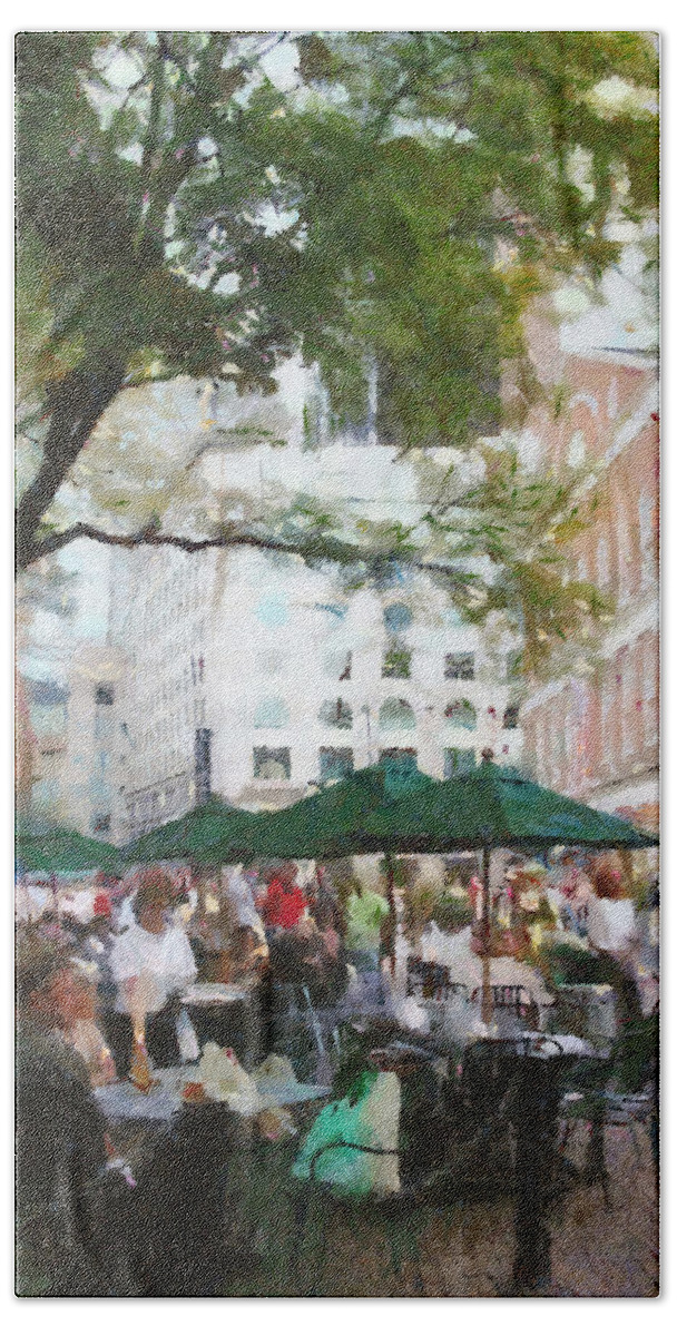 Afternoon Hand Towel featuring the painting Afternoon at Faneuil Hall by Jeffrey Kolker