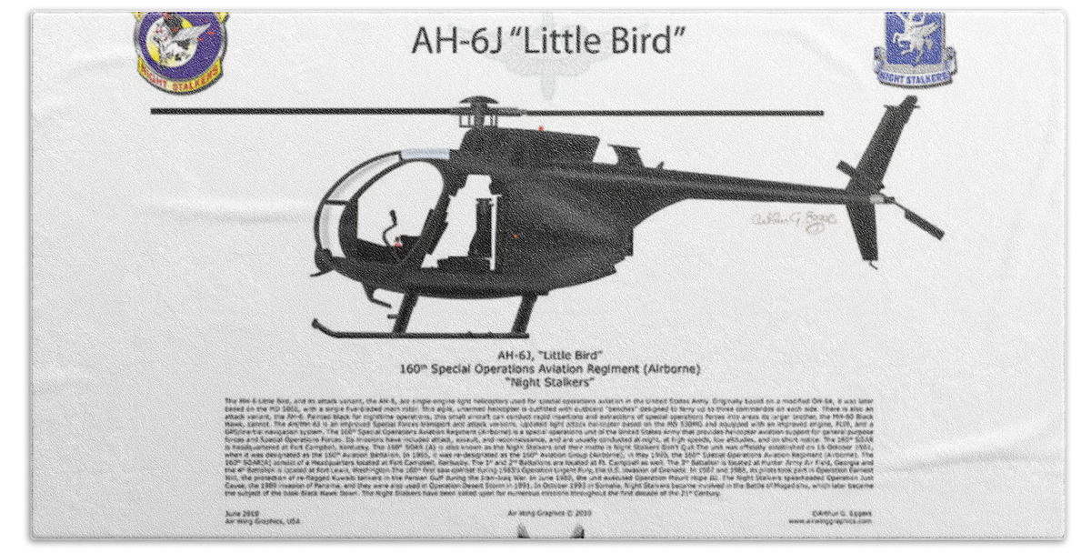 Helicopter Bath Towel featuring the digital art AH-6J Little Bird by Arthur Eggers