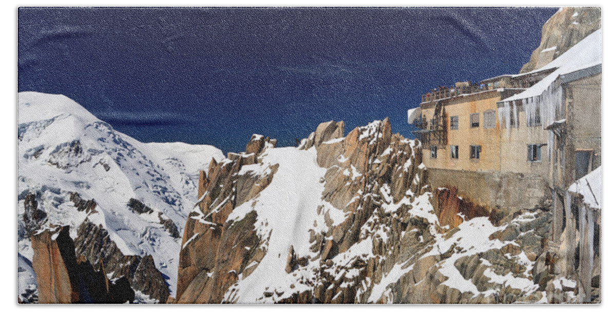 Aiguille Du Midi Hand Towel featuring the photograph Aiguille du Midi - Mont Blanc Massif by Antonio Scarpi