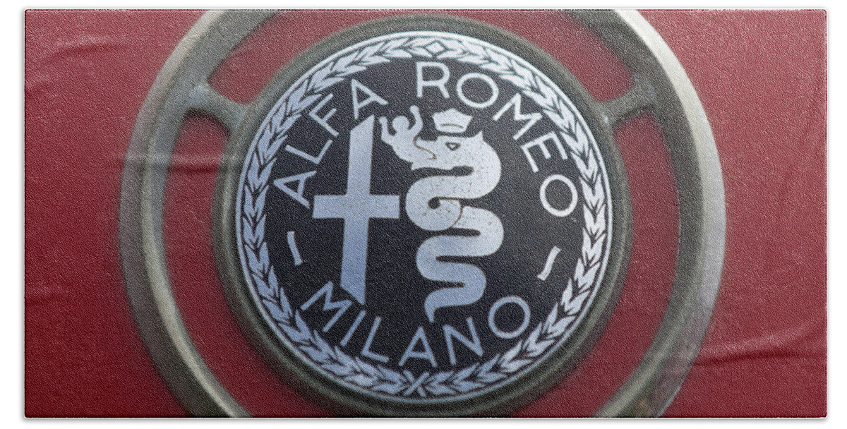 1961 Alfa Romeo Giulietta Sprint Veloce Series Ii Emblem Hand Towel featuring the photograph 1961 Alfa Romeo Giulietta Sprint Veloce Series II Emblem -1045c by Jill Reger