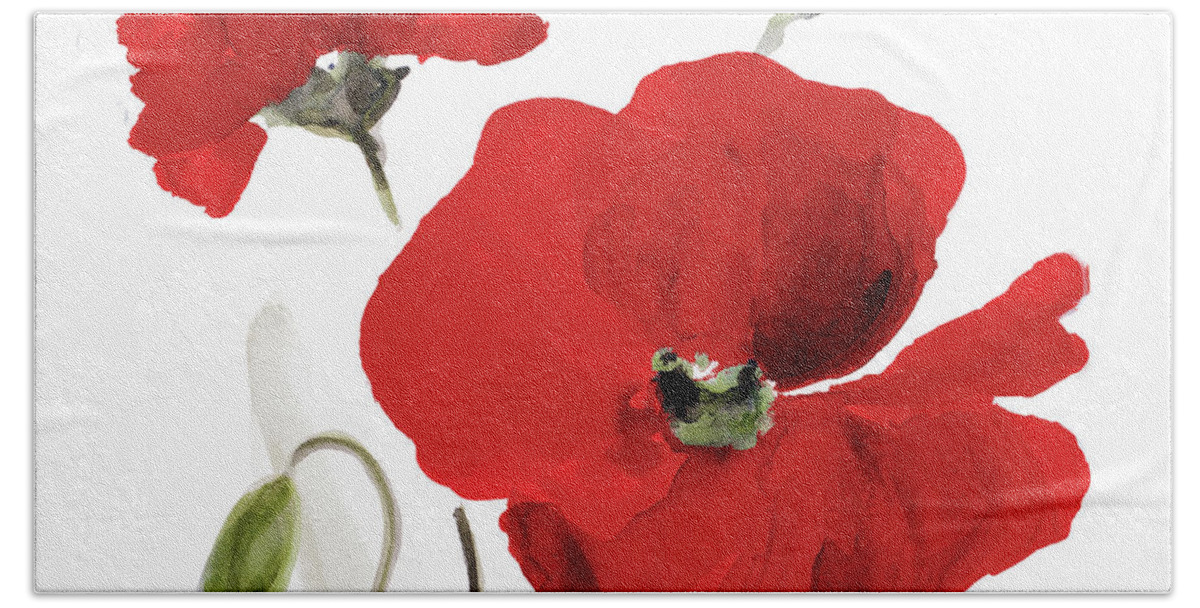 All Hand Towel featuring the painting All Red Poppies I by Lanie Loreth