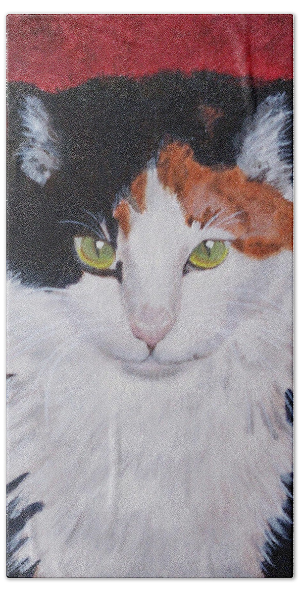 Pets Bath Towel featuring the painting Alley Cat by Kathie Camara