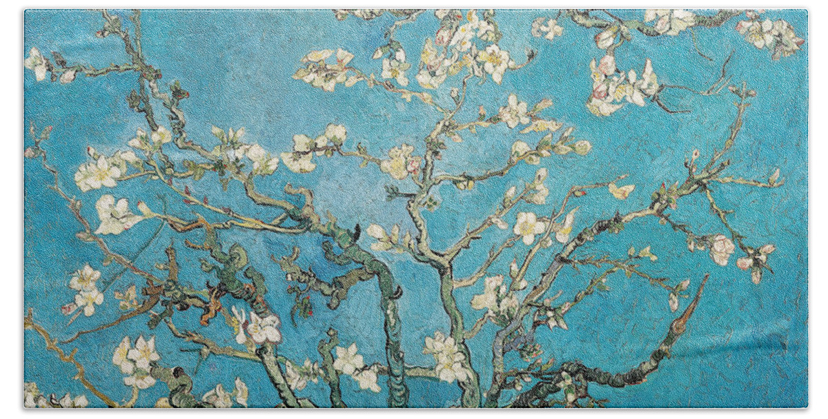 Van Hand Towel featuring the painting Almond branches in bloom by Vincent van Gogh