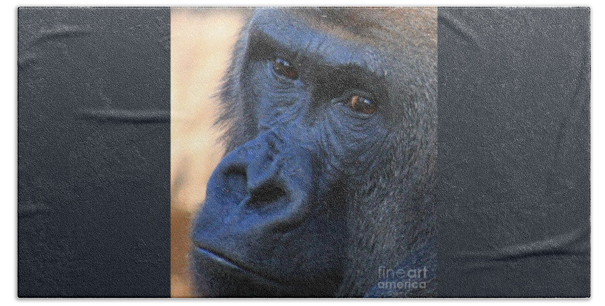 Thoughtful Gorilla Closeup Hand Towel featuring the photograph Almost Human by Bev Conover