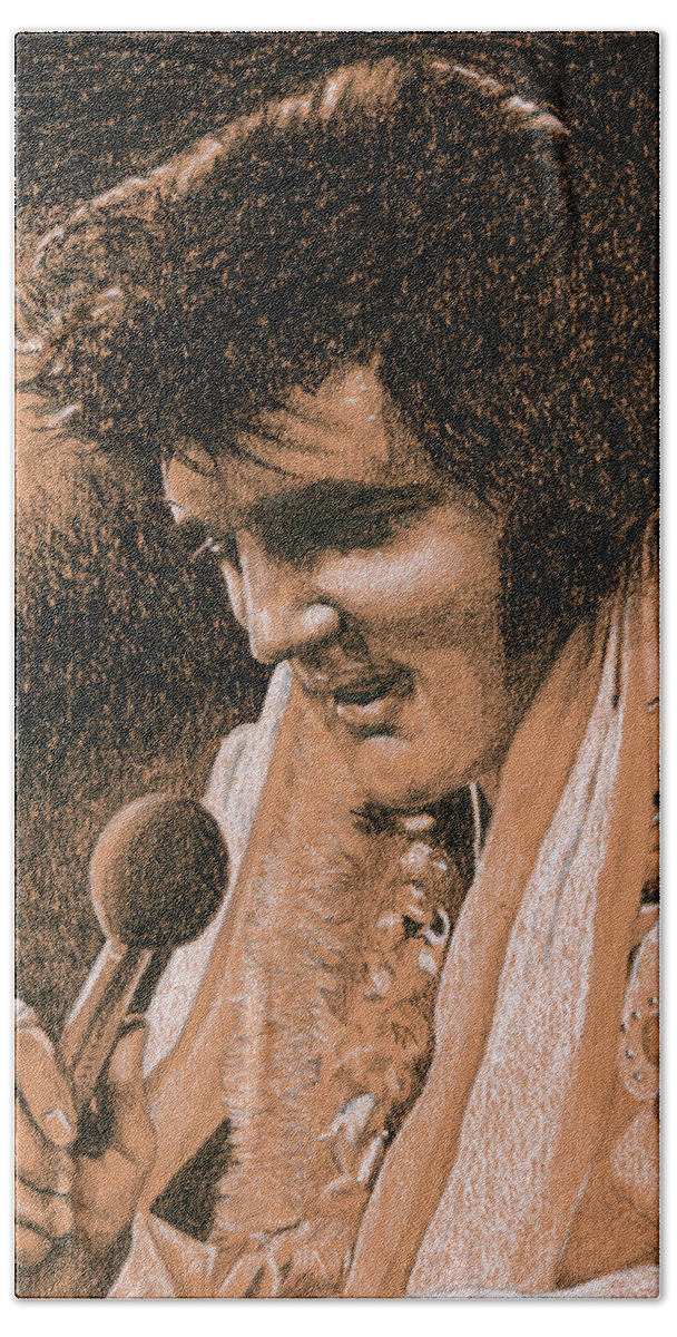 Elvis Hand Towel featuring the drawing Aloha from Elvis by Rob De Vries