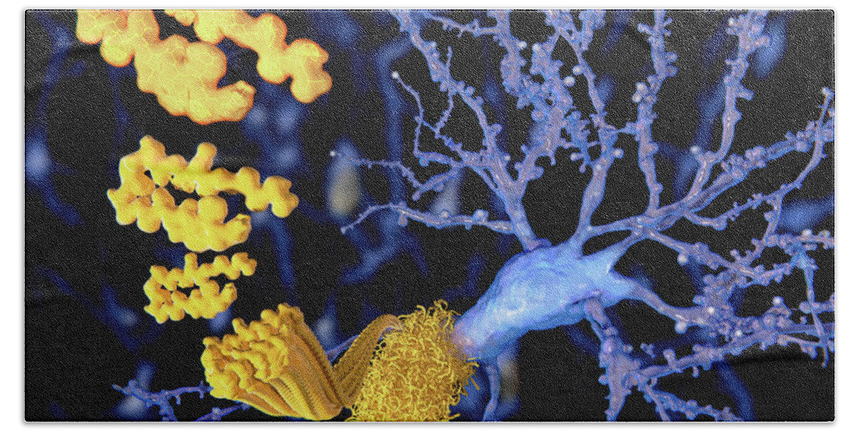 3d Artwork Bath Towel featuring the photograph Alzheimer Disease, The Beta-amyloid by Juan Gaertner
