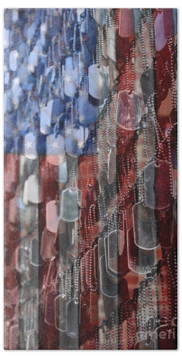 Patriotic Bath Sheet featuring the photograph American Sacrifice by DJ Florek