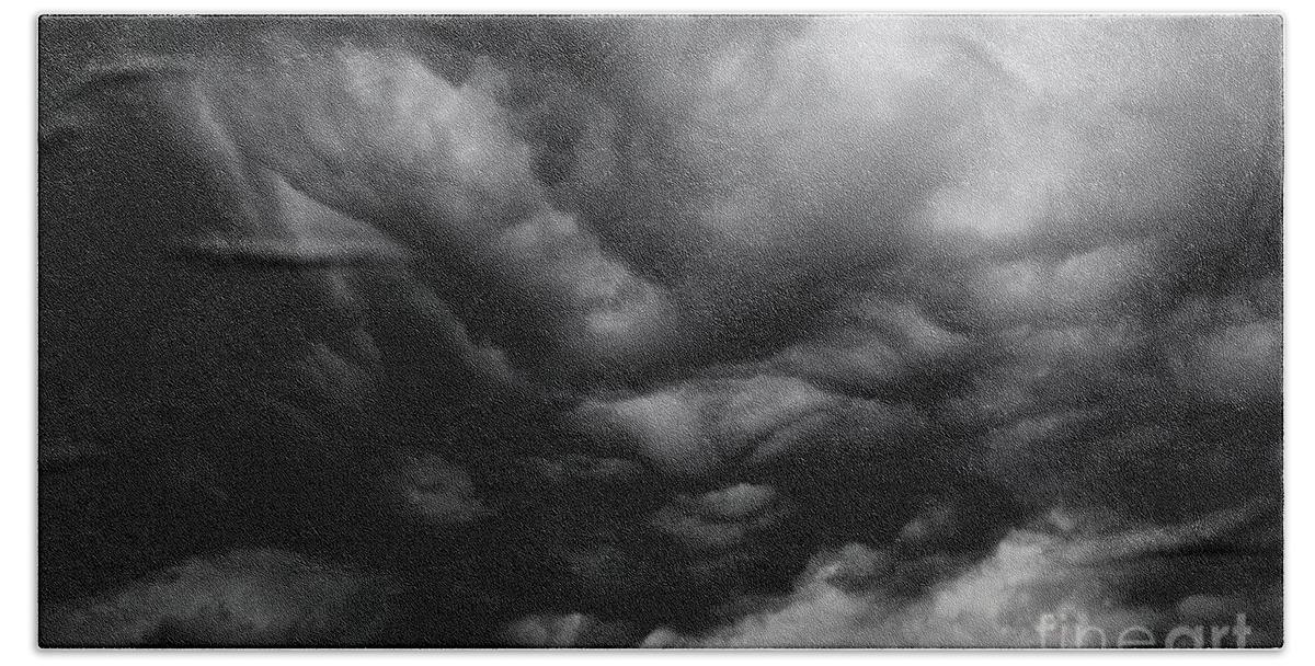 Storm Bath Towel featuring the photograph An Angry Sky in Black and White by John Harmon