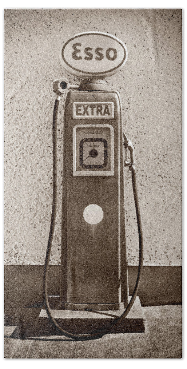 Photography Hand Towel featuring the photograph An Esso Petrol Pump From The First Half by Panoramic Images