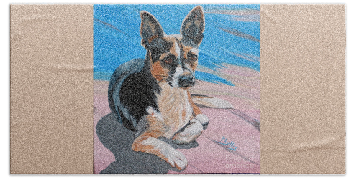 Chihuahua Hand Towel featuring the painting Ancho A Portrait of a Cute little Dog by Phyllis Kaltenbach
