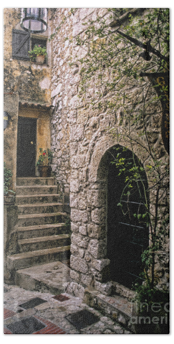France Bath Towel featuring the photograph Ancient Cobblestone Home, France by Bill Bachmann