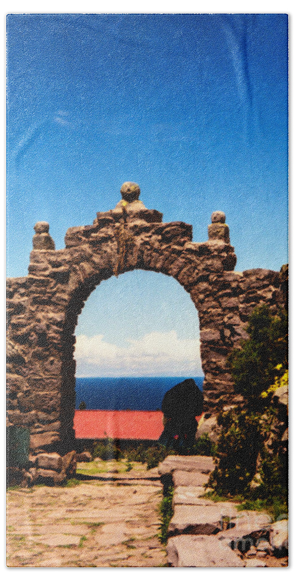 Taquile Island Bath Towel featuring the photograph Ancient Portal by Suzanne Luft