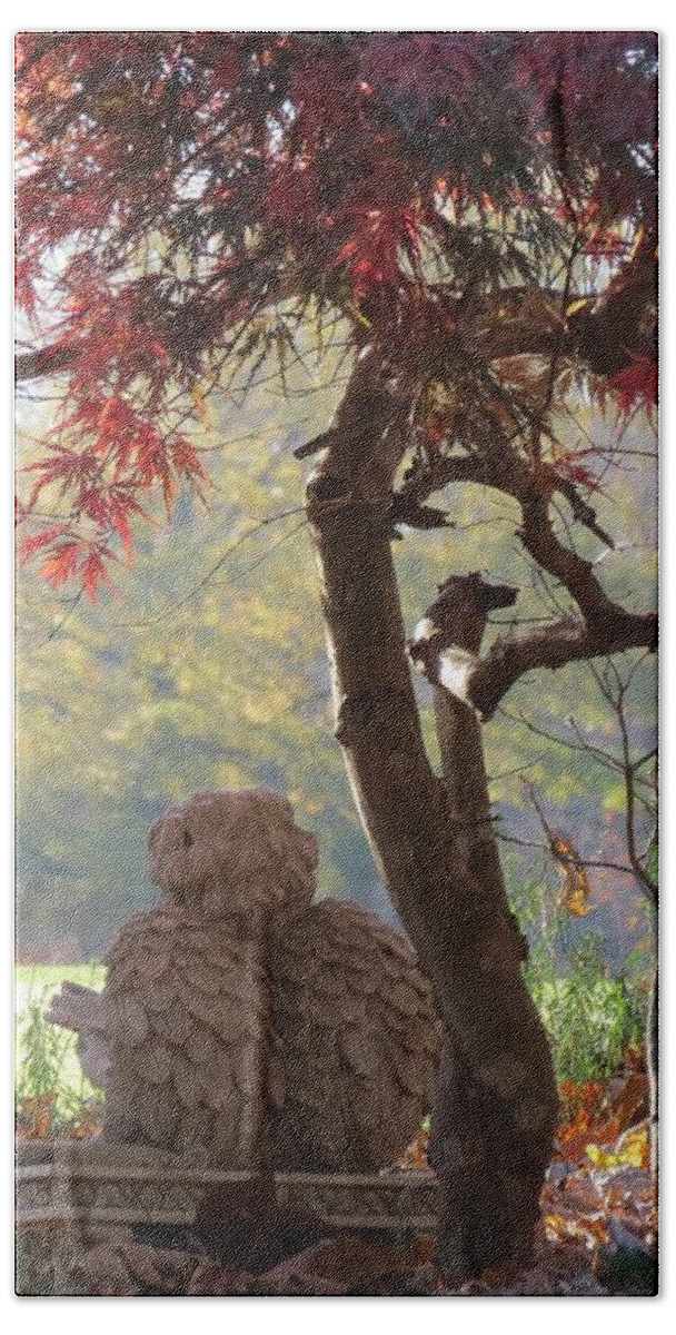 Angel Bath Towel featuring the photograph Angel in Autumn by Anita Adams