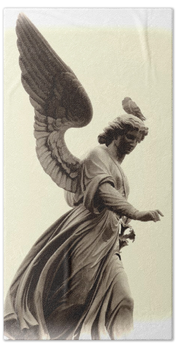 Angel Central Park New York Statue Bath Towel featuring the photograph Angel In Central Park by Alice Gipson