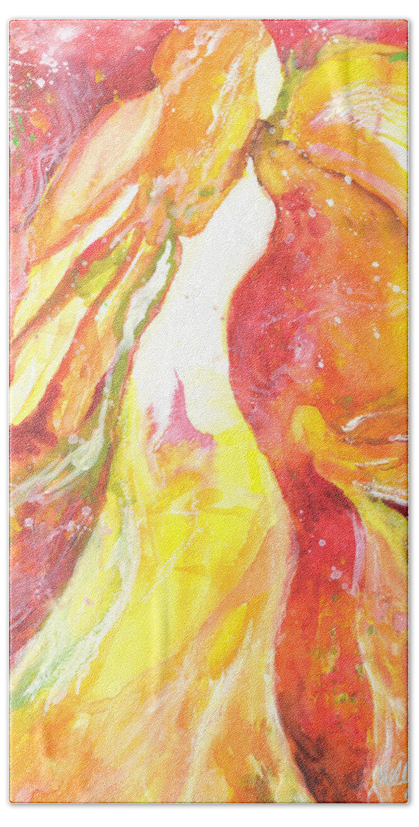 Angel Hand Towel featuring the painting Angel by Kelly Perez