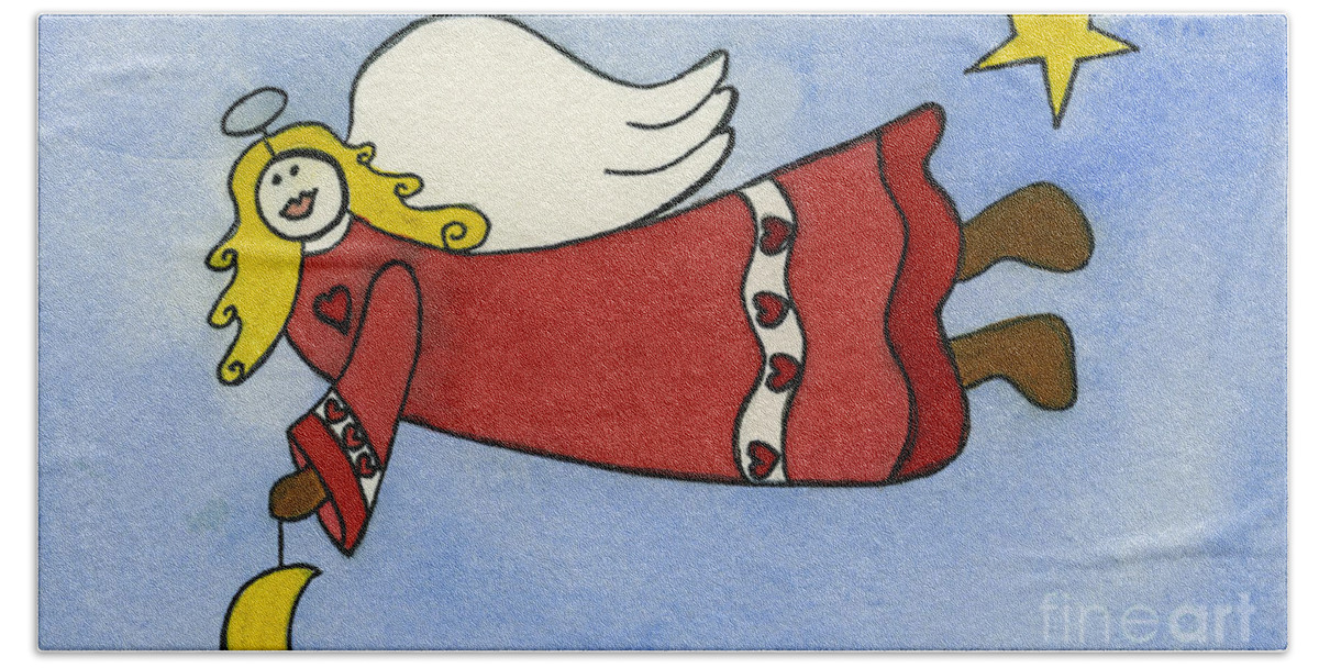 Norma Toons Bath Towel featuring the painting Angel by Norma Appleton