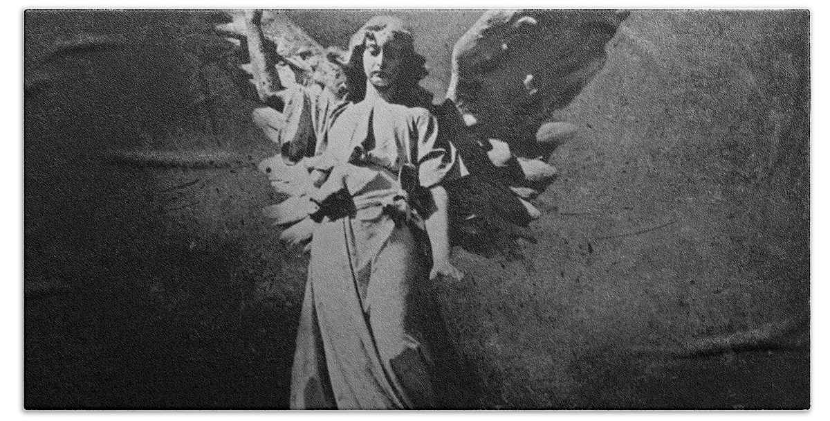 Angel Bath Towel featuring the photograph Angel of Death BW by David Dehner