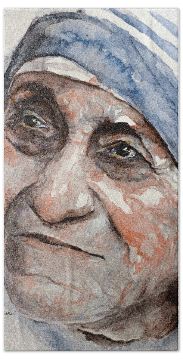 Mother Theresa Bath Towel featuring the painting Angel of God by Laur Iduc